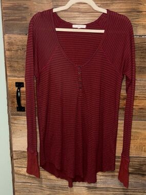 Truly Madly Deeply Burgundy and Black Striped Top